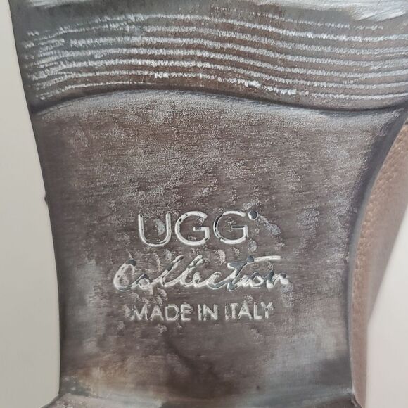 UGG Collection Stella Women's Leather Booties Size 7.5 Side Zip Metallic Bronze - Picture 8 of 10